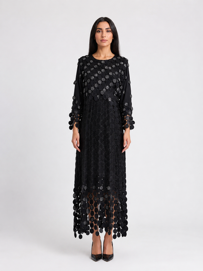 Elegant Circle Lace Midi Dress - Grace