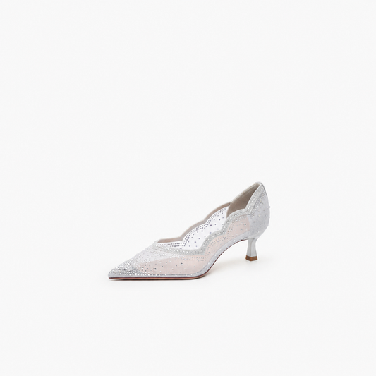 Elegant Crystal Mesh Pumps - Bridal