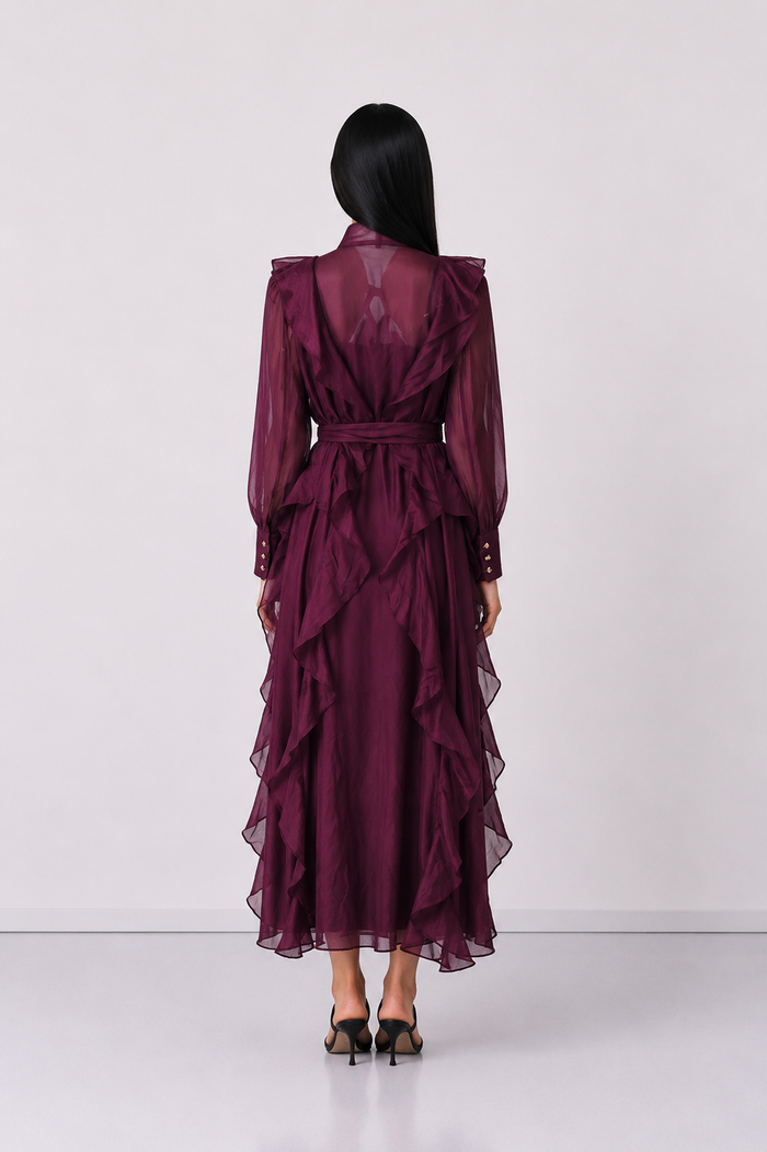Elegant Ruffle Tie Maxi Dress - Romance