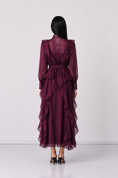 Elegant Ruffle Tie Maxi Dress - Romance