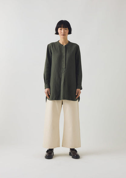 Elena Cotton Linen Tunic Shirt | Dusted Khaki