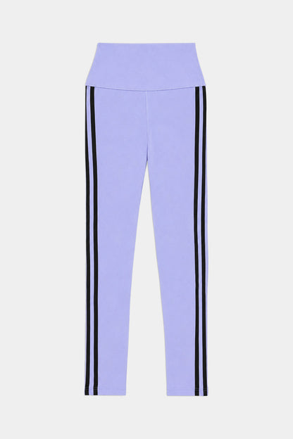 SPLITS59 Ella High Waist Airweight 7/8 leggings in Purple Haze/Black feature two black vertical stripes down each leg, shown on a white background.