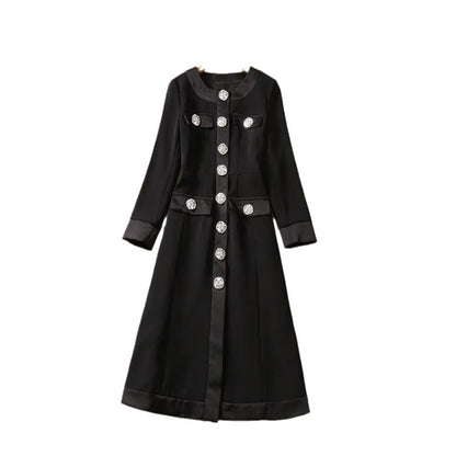 embellished button A-line midi coat dress – SERAPHINA