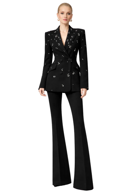 embellished double-breasted blazer with flared trousers – CSLAT