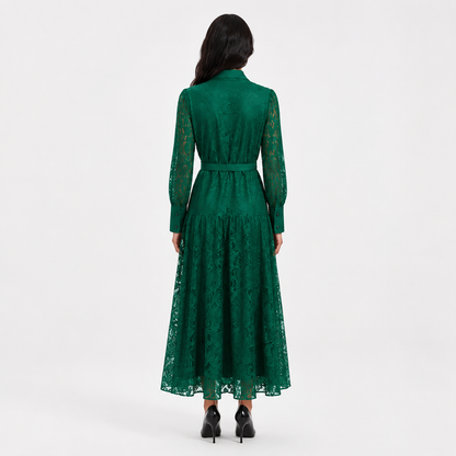 Emerald Lace Shirt Dress - Regal