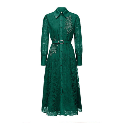 Emerald Lace Shirt Dress - Regal