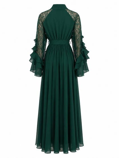 Emerald Ruffle Chiffon Maxi Dress - Grace