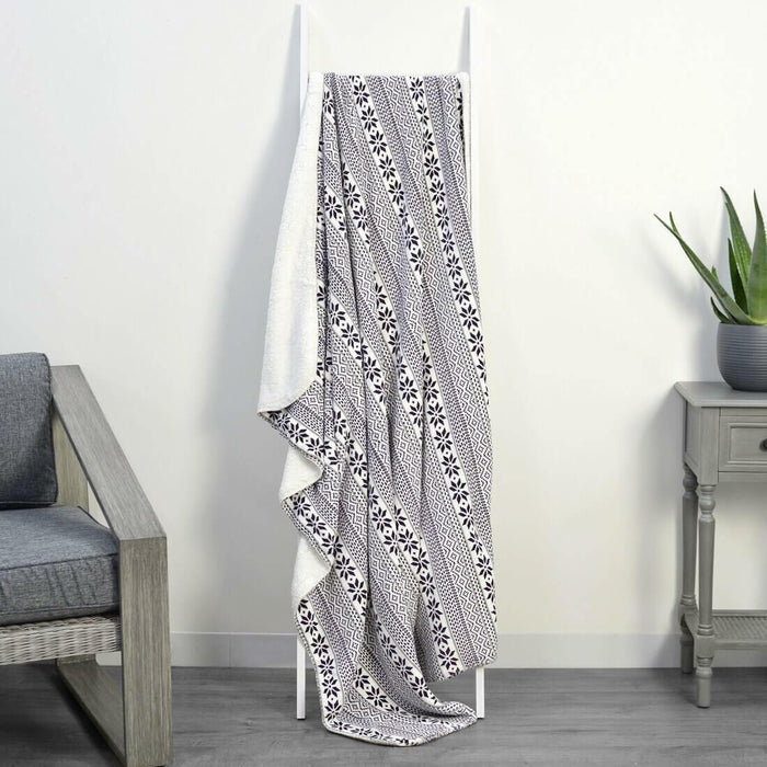 Fairisle Fleece Blanket Soft Sherpa Home Sofa Bed Throw