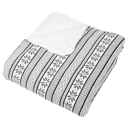 Fairisle Fleece Blanket Soft Sherpa Home Sofa Bed Throw Dark Grey / 130 x 160cm