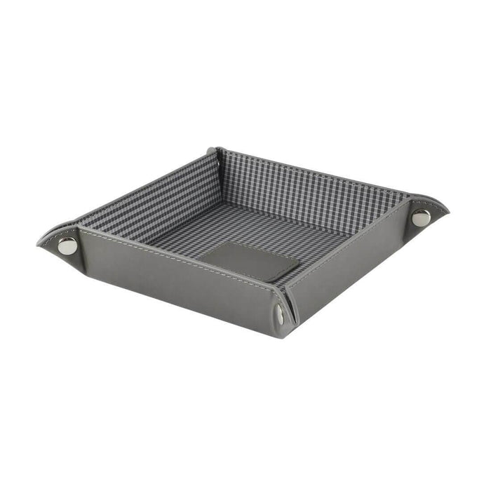 Faux Leather Valet Tray For Coins/Keys/Phone Desktop or Bedside Grey