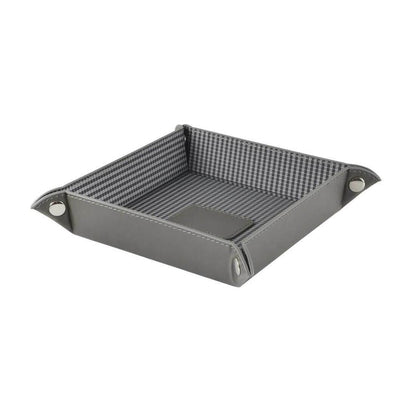 Faux Leather Valet Tray For Coins/Keys/Phone Desktop or Bedside Grey