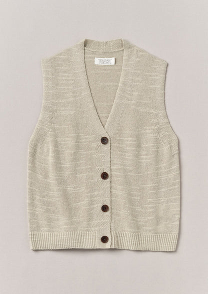 Fine Linen Cotton Knitted Tank | Parchment