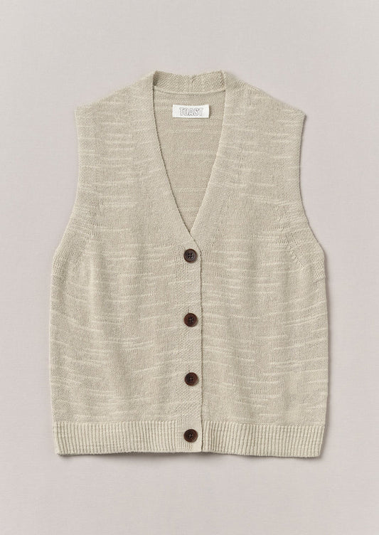 Fine Linen Cotton Knitted Tank | Parchment