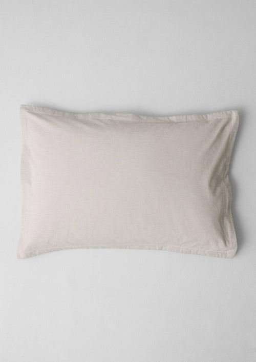 Fine Stripe Cotton Oxford Pillowcase Set | Ecru/Smoke Blue