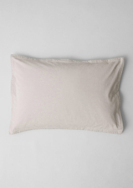 Fine Stripe Cotton Oxford Pillowcase Set | Ecru/Smoke Blue