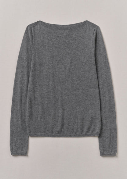 Fine Wool Cashmere Sweater | Grey Melange