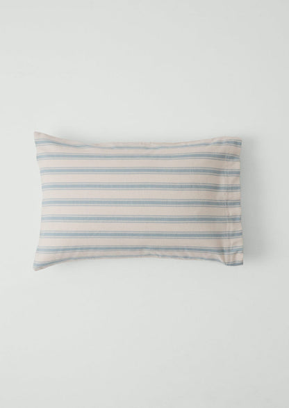 Fjord Stripe Cotton Flannel Housewife Pillowcase Set | Washed Blue/Ecru