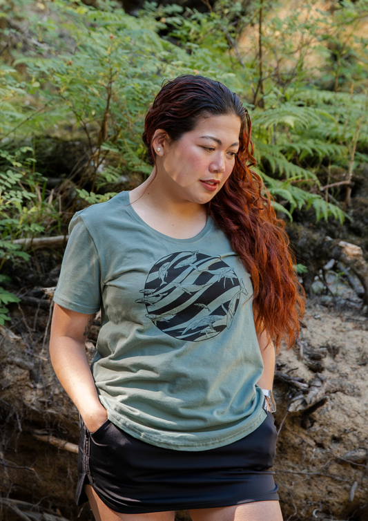 FLOCK OF WHALES - Women's 100% Organic Cotton Tee - Seafoam