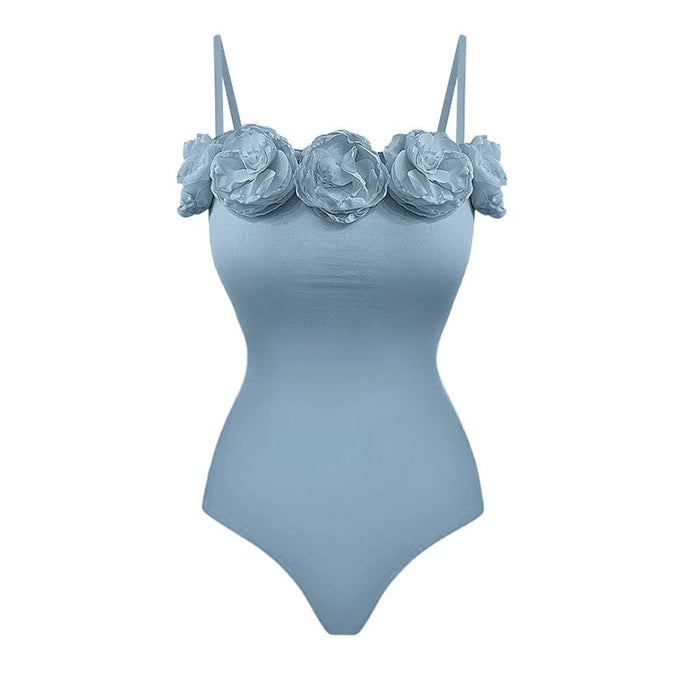 floral appliqué sweetheart one-piece – BLOSSOM