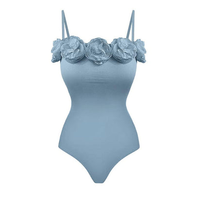 floral appliqué sweetheart one-piece – BLOSSOM
