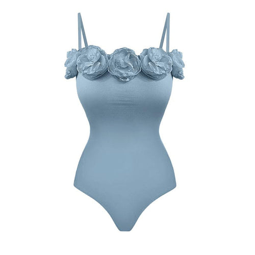 floral appliqué sweetheart one-piece – BLOSSOM