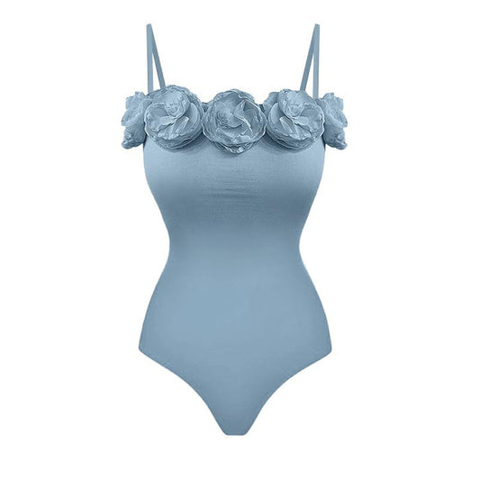 floral appliqué sweetheart one-piece – BLOSSOM