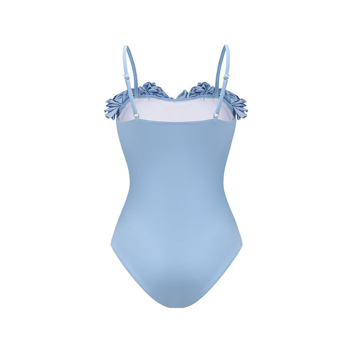 floral appliqué sweetheart one-piece – BLOSSOM