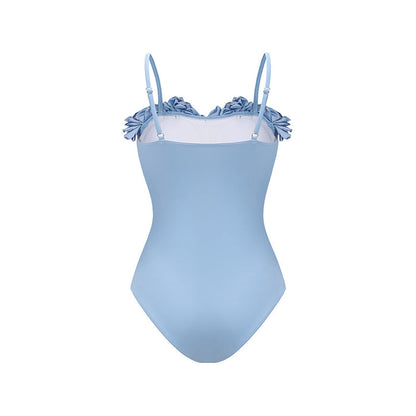floral appliqué sweetheart one-piece – BLOSSOM