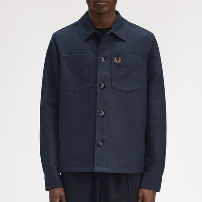 Fred Perry - Brushed Twill Overshirt in Navy - Nigel Clare