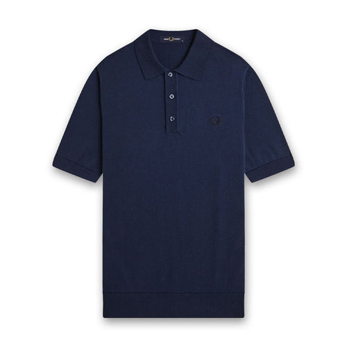 Fred Perry - Knitted Polo in Tennis Blue - Nigel Clare