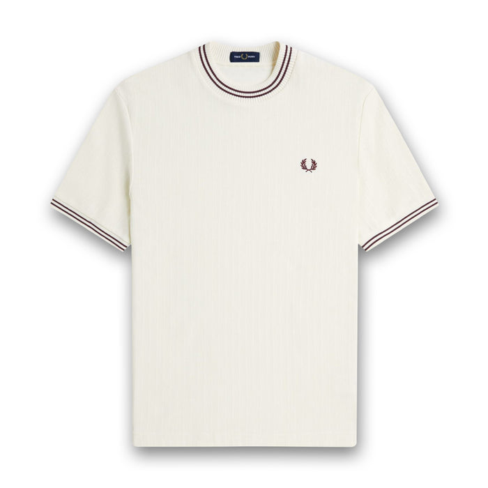 Fred Perry - Ribbed Jersey T-Shirt in Ecru - Nigel Clare