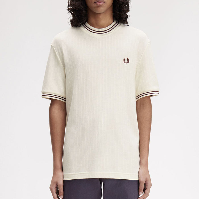 Fred Perry - Ribbed Jersey T-Shirt in Ecru - Nigel Clare