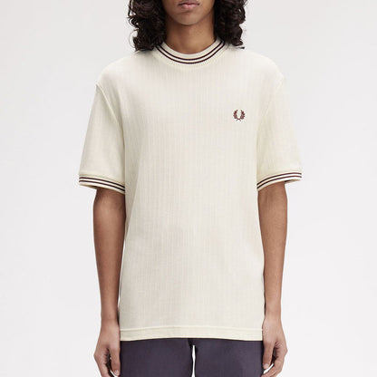 Fred Perry - Ribbed Jersey T-Shirt in Ecru - Nigel Clare