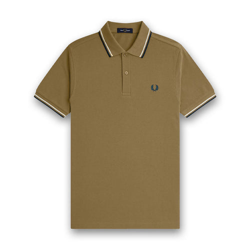 Fred Perry - Twin Tipped Polo in Shaded Stone - Nigel Clare