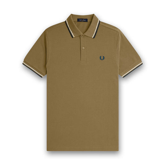 Fred Perry - Twin Tipped Polo in Shaded Stone - Nigel Clare