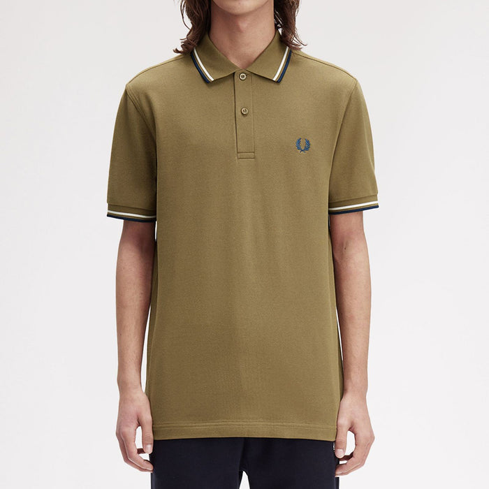 Fred Perry - Twin Tipped Polo in Shaded Stone - Nigel Clare