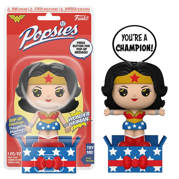 Funko popsies wonder woman figure with pop up message you're a champion