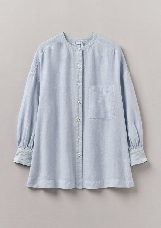 Garment Dyed Linen Oversized Shirt | Egg Blue