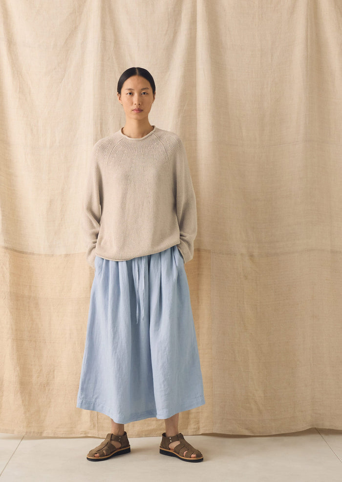 Garment Dyed Linen Skirt | Egg Blue
