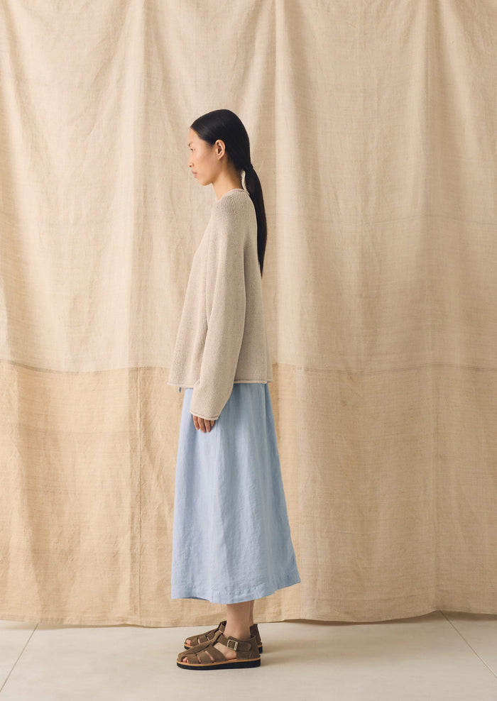Garment Dyed Linen Skirt | Egg Blue