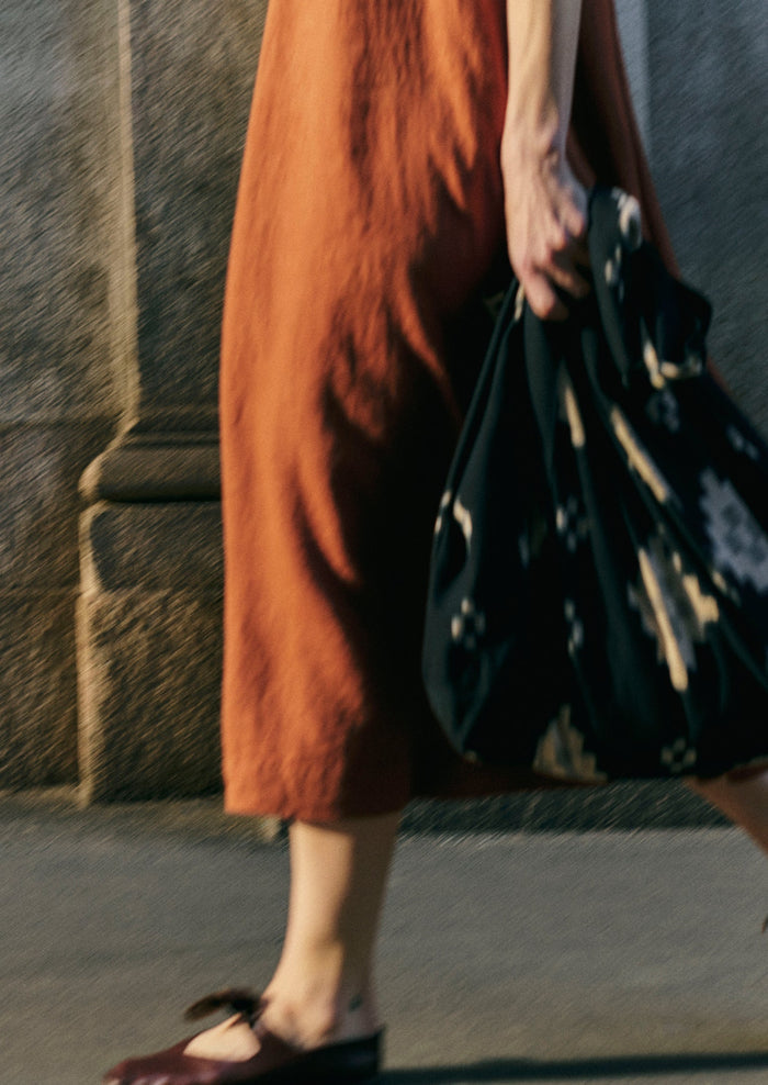 Garment Dyed Linen Sleeveless Dress | Burnt Sienna