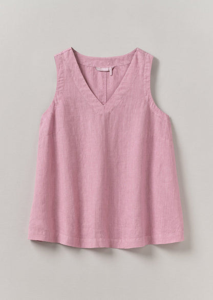 Garment Dyed Linen V-Neck Tank | Washed Berry