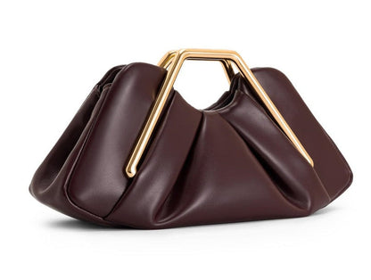 geometric handle pleated leather clutch – VERGAT