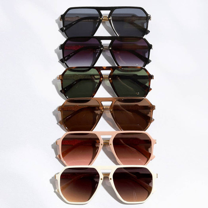 Geometric Shape Thin Frame Designed Sunglasses