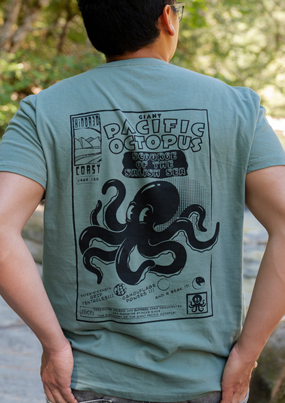 GIANT PACIFIC OCTOPUS - Unisex 100% Organic Cotton Tee - Seafoam
