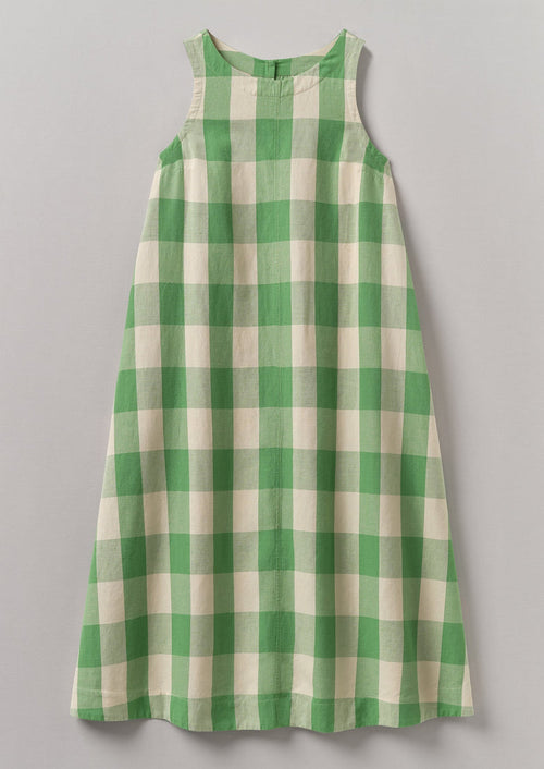 Gingham Cotton Linen Dress | Lawn Green/Pulp