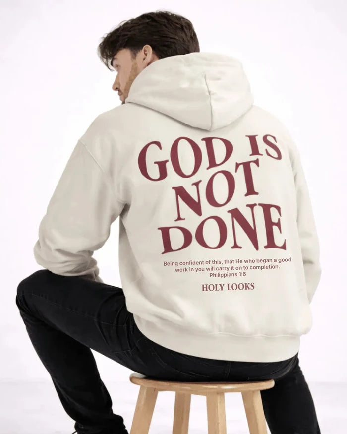 God Is Not Done Hoodie Sand - Holy Looks