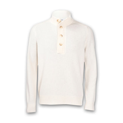 Gran Sasso - Button Mock Neck in Off White - Nigel Clare