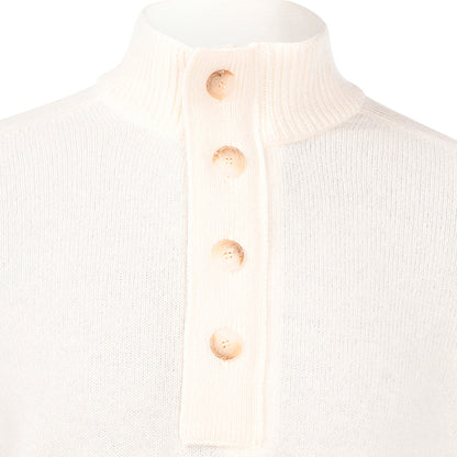 Gran Sasso - Button Mock Neck in Off White - Nigel Clare