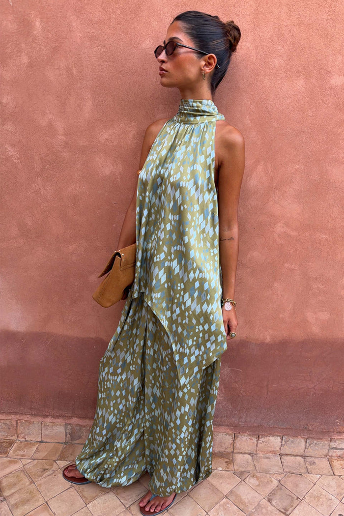 Green Diamond Print Balloon Trouser Petite